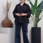 شومیز یقه شکاری ۷۱۱۶ - مشکی