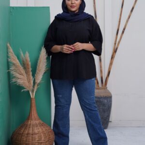شومیز یقه هفت کوکدوزی ۷۱۳۷ - مشکی