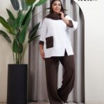 شومیز و شلوار یک طرفه ۷۱۳۱ - قهوه ای