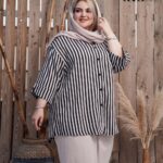 شومیز راه راه آستین هشت ۷۱۱۷ - مشکی
